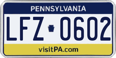 PA license plate LFZ0602