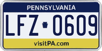 PA license plate LFZ0609