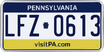 PA license plate LFZ0613