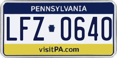 PA license plate LFZ0640