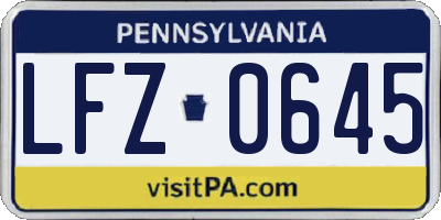 PA license plate LFZ0645