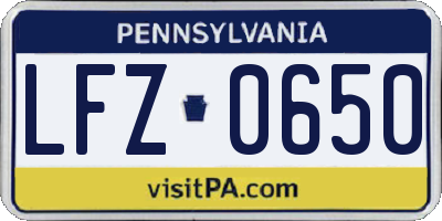 PA license plate LFZ0650