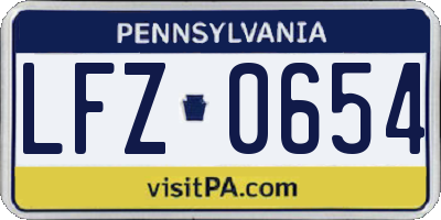 PA license plate LFZ0654
