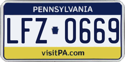 PA license plate LFZ0669