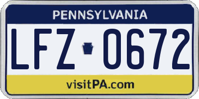PA license plate LFZ0672