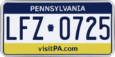 PA license plate LFZ0725