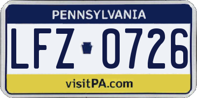 PA license plate LFZ0726