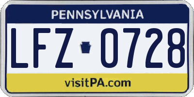 PA license plate LFZ0728