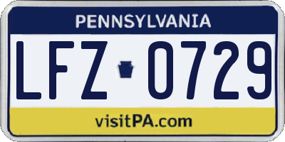 PA license plate LFZ0729