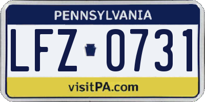 PA license plate LFZ0731