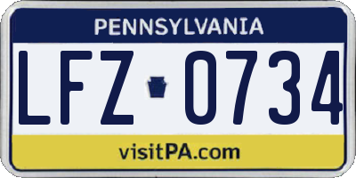 PA license plate LFZ0734