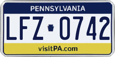PA license plate LFZ0742