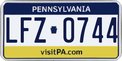 PA license plate LFZ0744