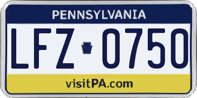 PA license plate LFZ0750
