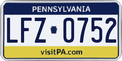 PA license plate LFZ0752