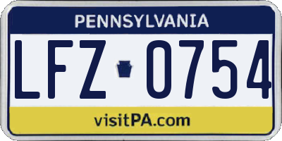 PA license plate LFZ0754