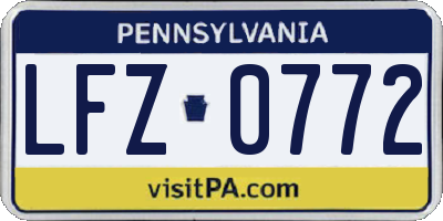 PA license plate LFZ0772