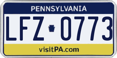 PA license plate LFZ0773