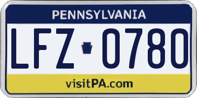 PA license plate LFZ0780