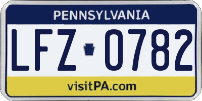 PA license plate LFZ0782