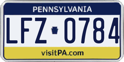 PA license plate LFZ0784
