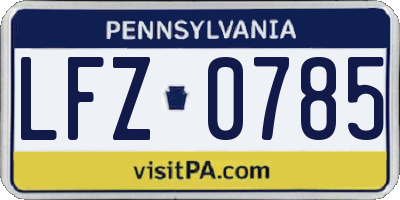 PA license plate LFZ0785