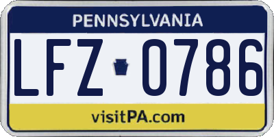 PA license plate LFZ0786