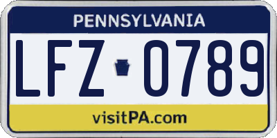 PA license plate LFZ0789