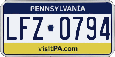 PA license plate LFZ0794