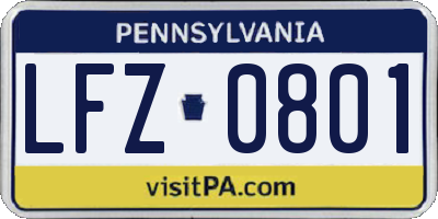 PA license plate LFZ0801