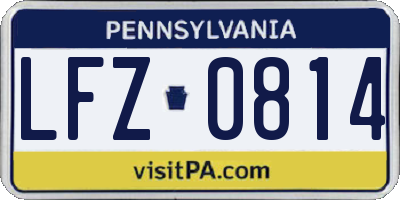 PA license plate LFZ0814
