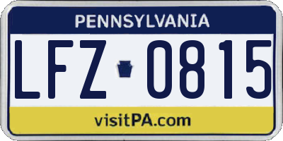 PA license plate LFZ0815