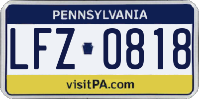 PA license plate LFZ0818
