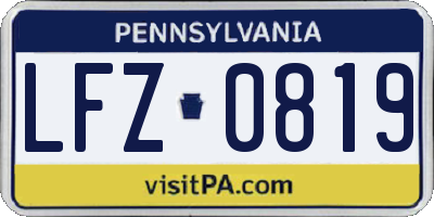 PA license plate LFZ0819