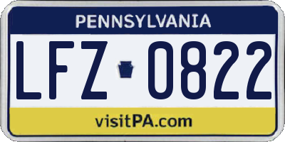 PA license plate LFZ0822
