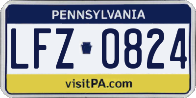 PA license plate LFZ0824