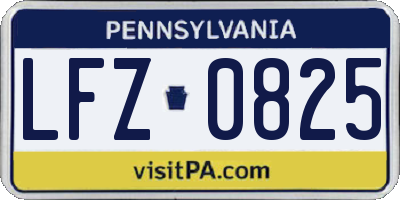 PA license plate LFZ0825