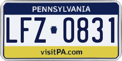 PA license plate LFZ0831