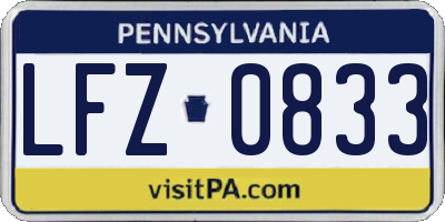 PA license plate LFZ0833