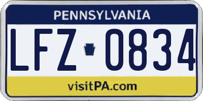 PA license plate LFZ0834