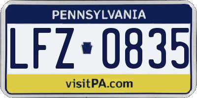 PA license plate LFZ0835