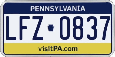 PA license plate LFZ0837