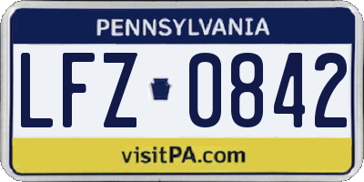 PA license plate LFZ0842