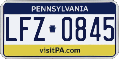 PA license plate LFZ0845