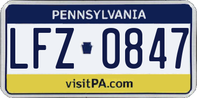 PA license plate LFZ0847