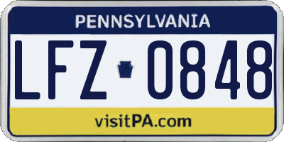 PA license plate LFZ0848