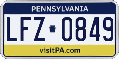 PA license plate LFZ0849