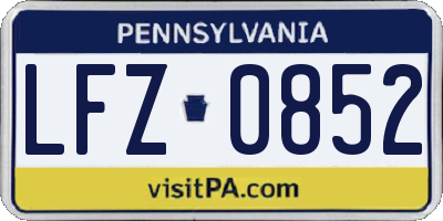 PA license plate LFZ0852