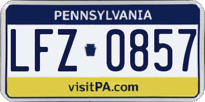 PA license plate LFZ0857
