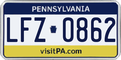 PA license plate LFZ0862